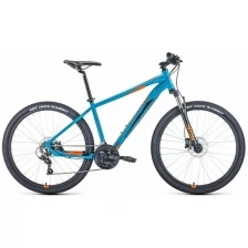 Велосипед FORWARD APACHE 27,5 3.0 HD (27,5" 21 ск. рост. 21") 2022, бирюзовый/оранжевый, RBK22FW2737